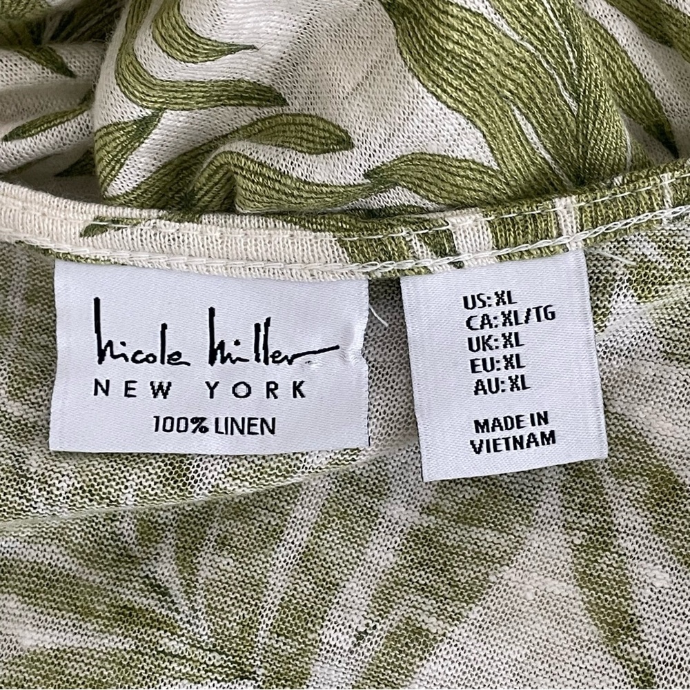 Nicole Miller Linen Leaves Top Women Size XL Resort Wear Casual Comfy Beachy - Picture 6 of 7